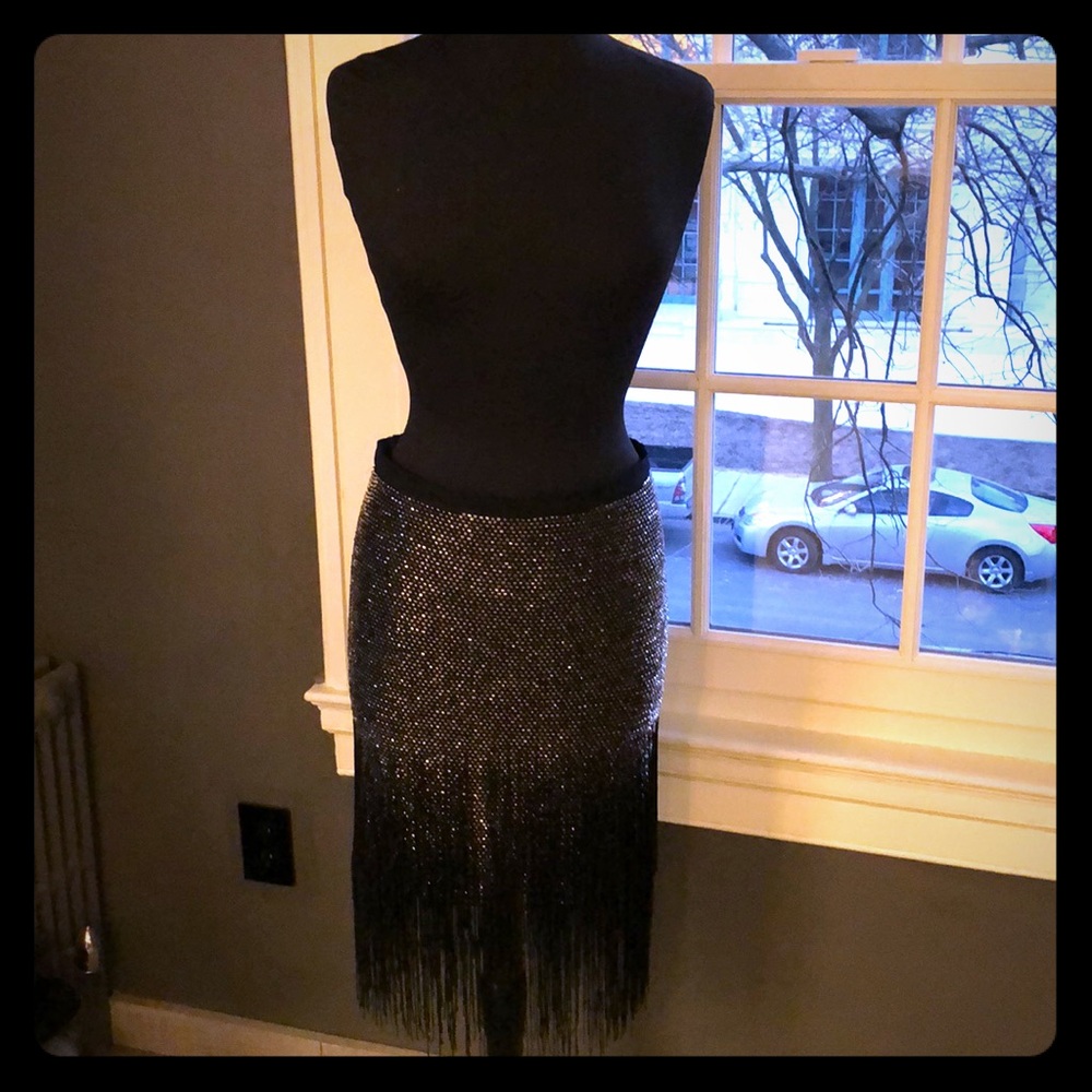 Beaded & fringed skirt
